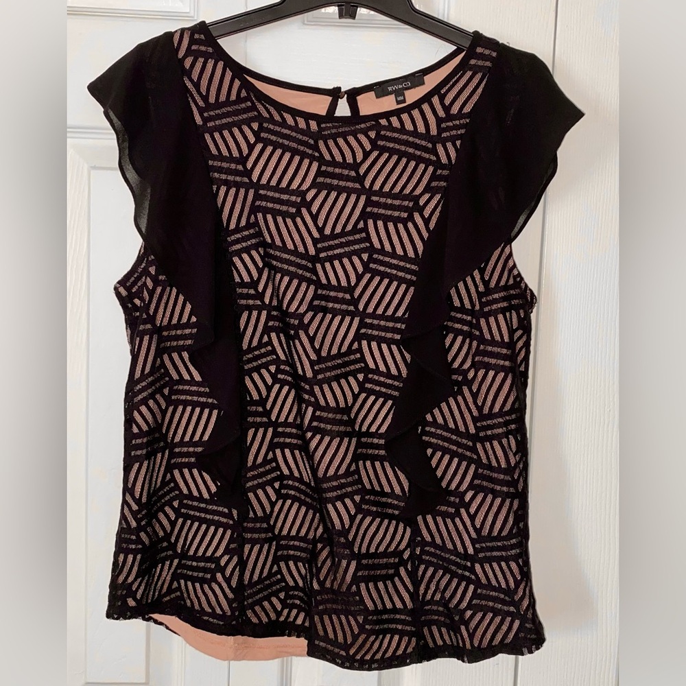 RW & CO pink and black top for women size MEDIUM